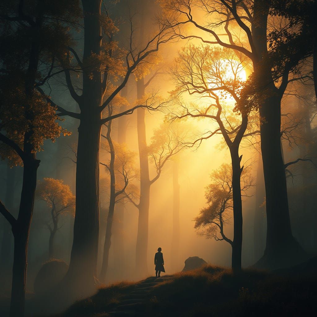 Mystical Forest Dusk in Cinematic Landscape