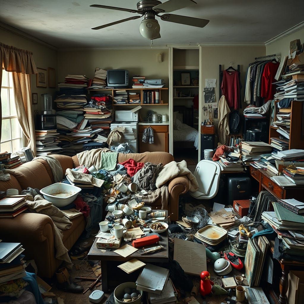 A really messy house  by @Linda