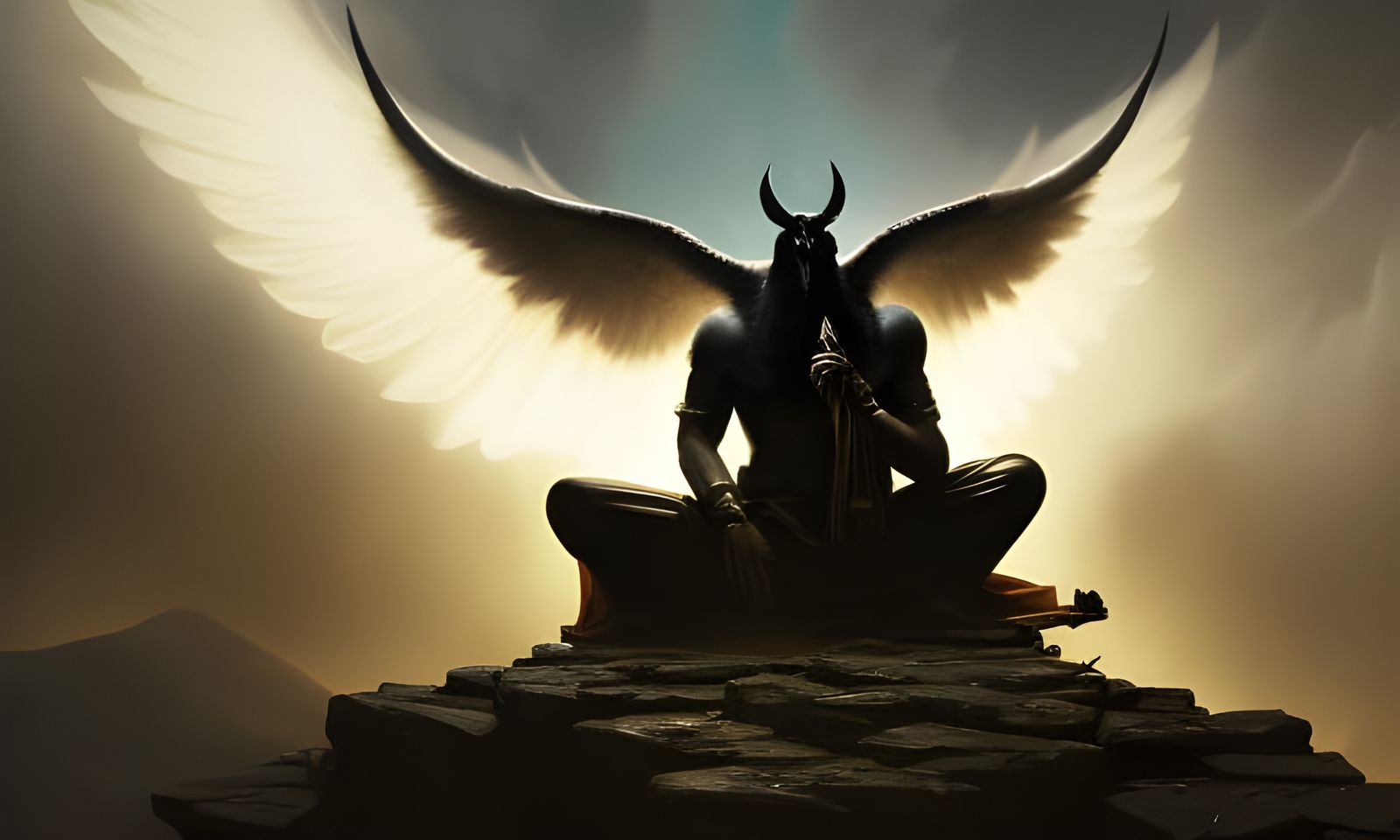 Baphomet Meditating on a cliff