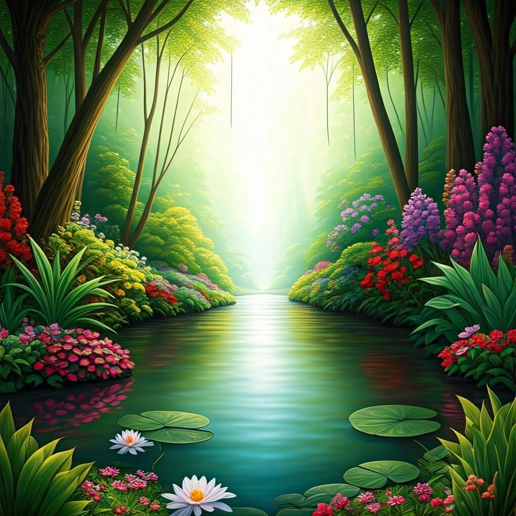 Ethereal Oasis in Vibrant Bloom