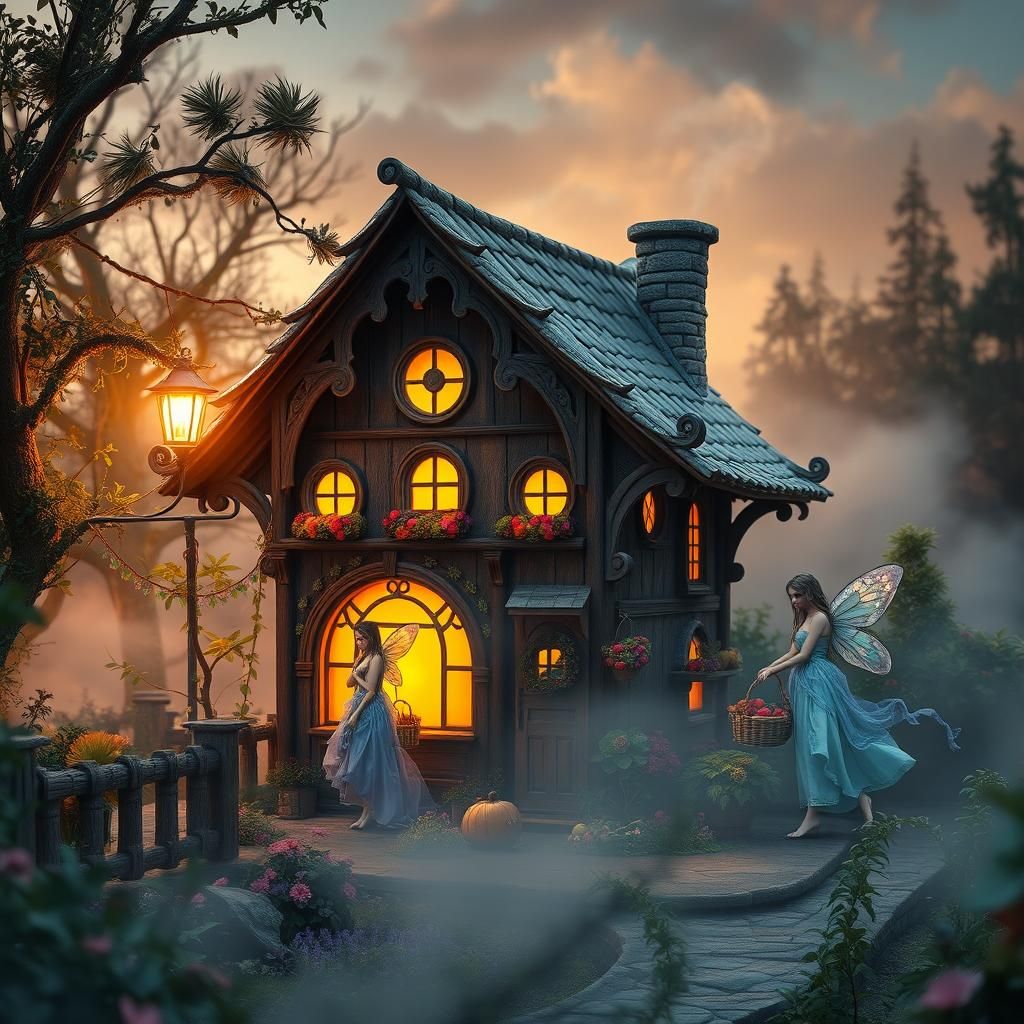 Beautiful fairy carrying a basket of fruit  by @Sebastian