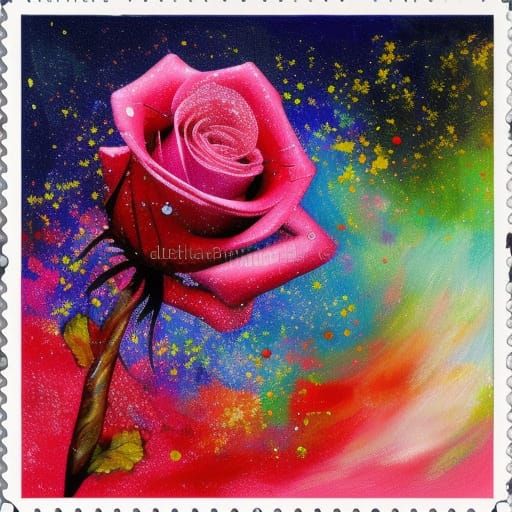 Rose Splatter Stamp