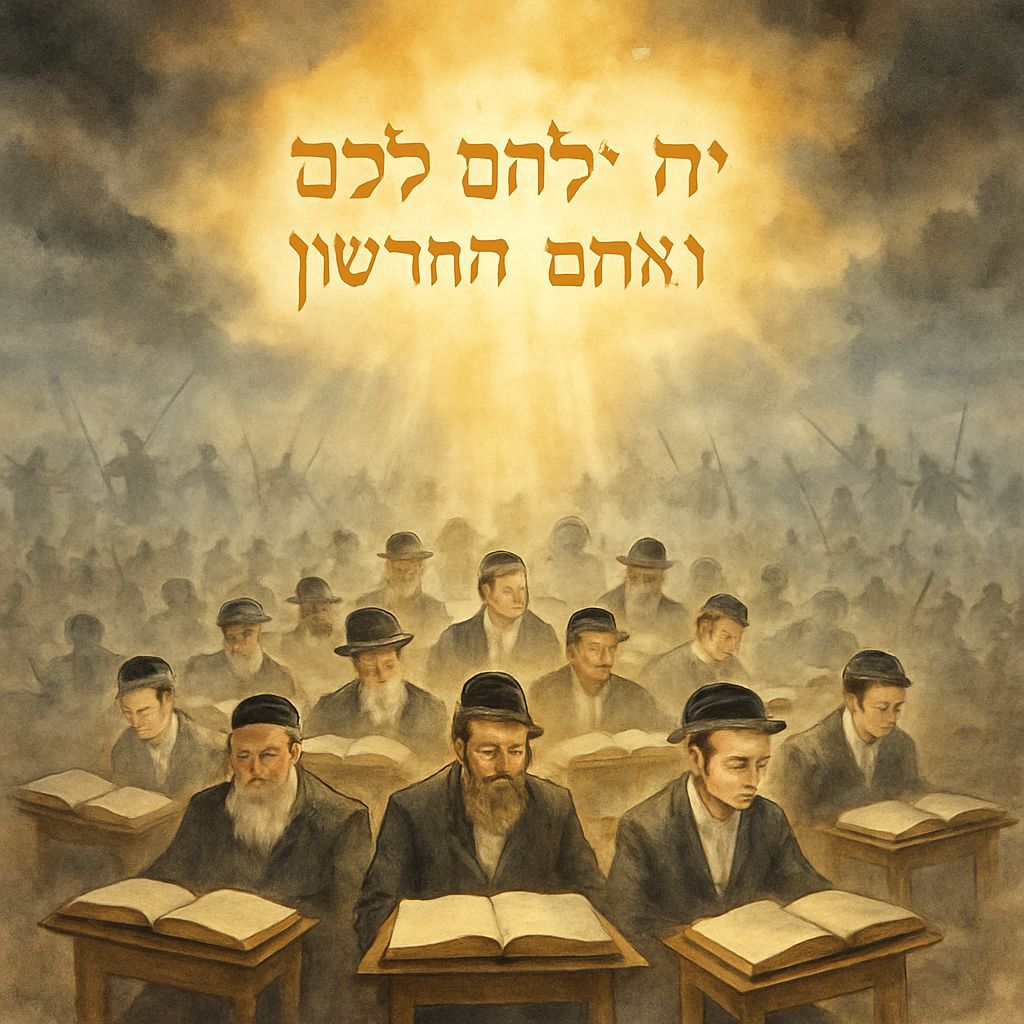 Spiritual Battlefield: Torah Scholars in Digital Watercolor