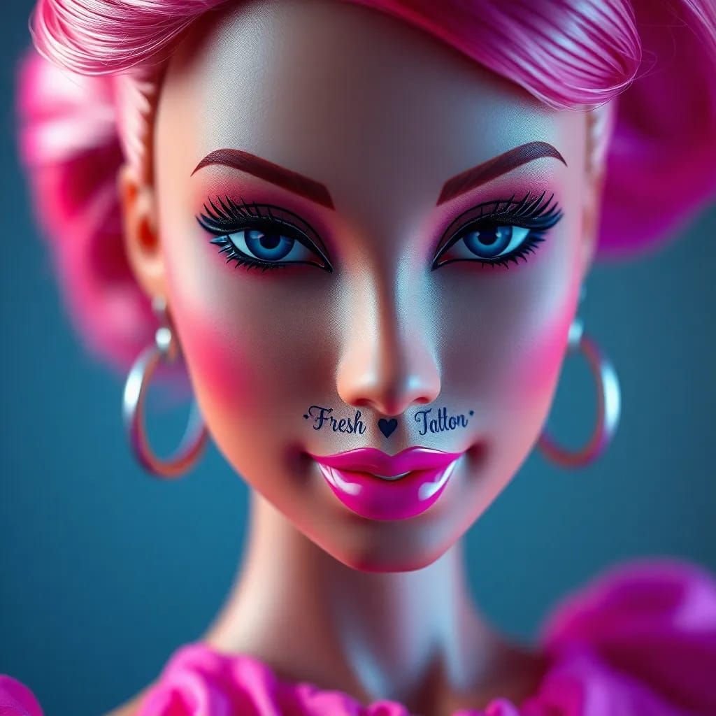 Hyper-realistic Barbie portrait