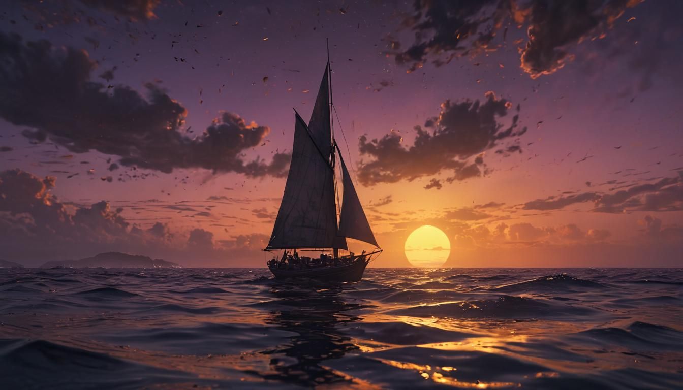 endless ocean, with one sailboat  by @Markkus Arelus