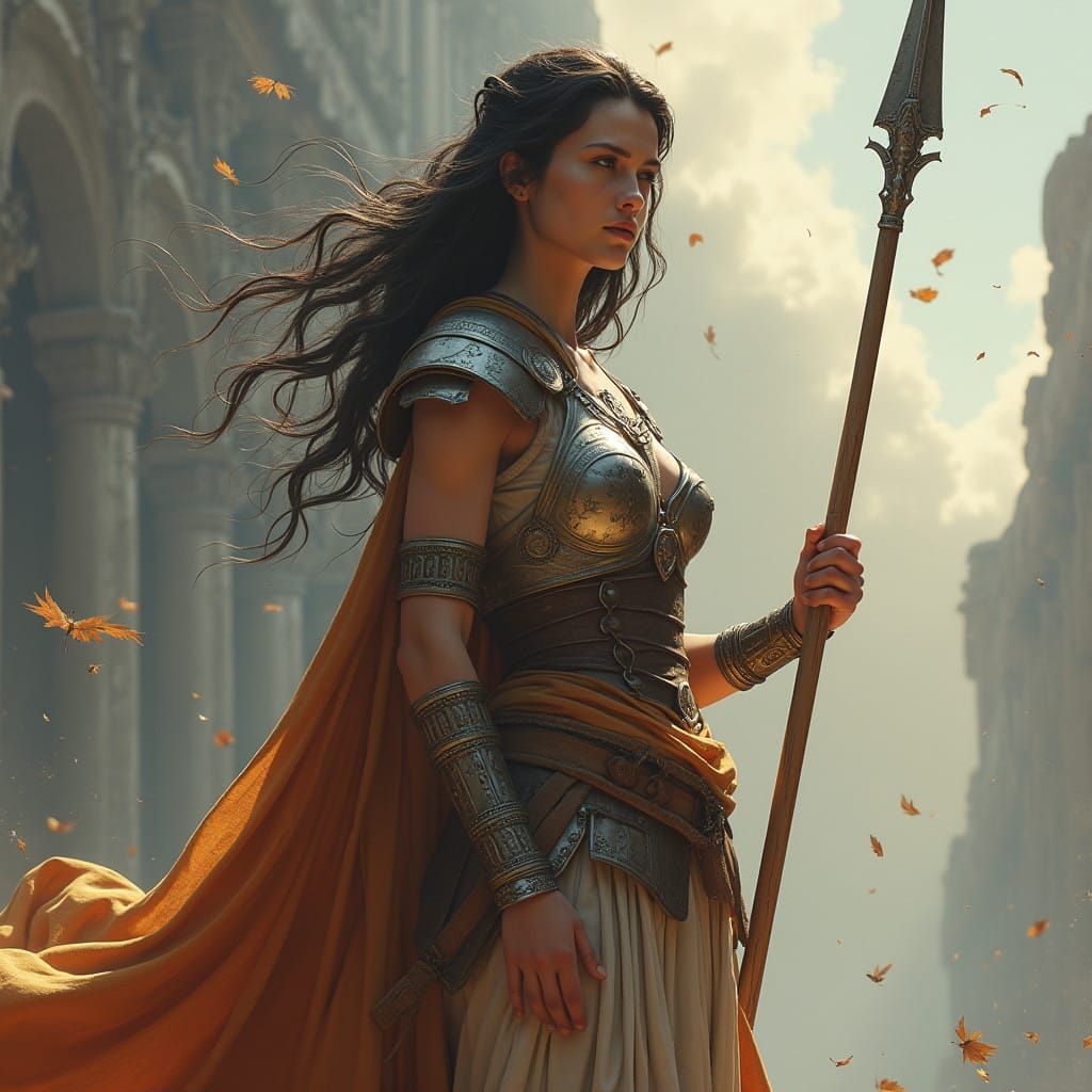 Classical Goddess Warrior in Regal Splendor - AI Art