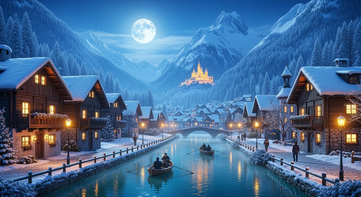 Moonlit Alpine Winter's Enchantment