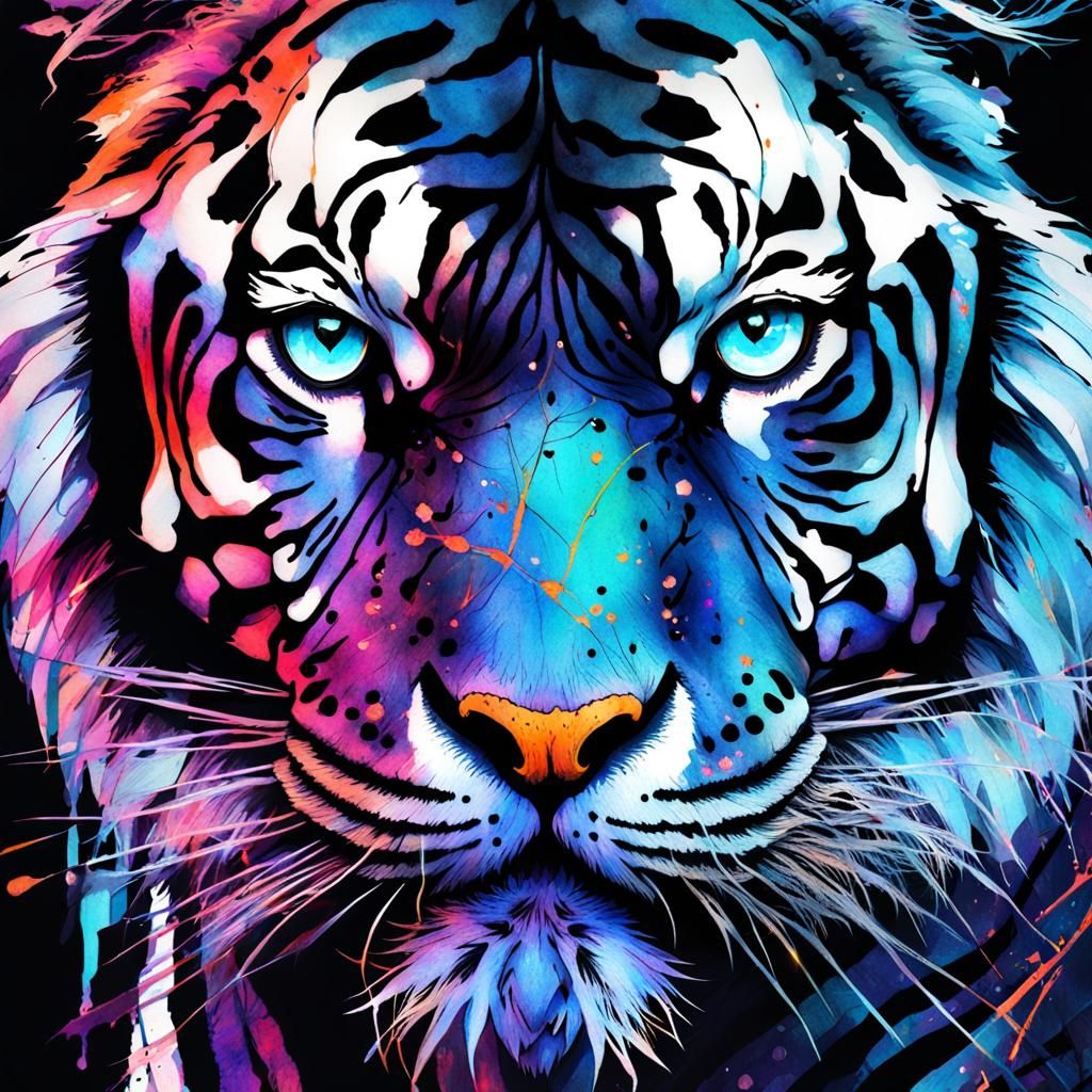 Black Light Tiger, - AI Generated Artwork - NightCafe Creator