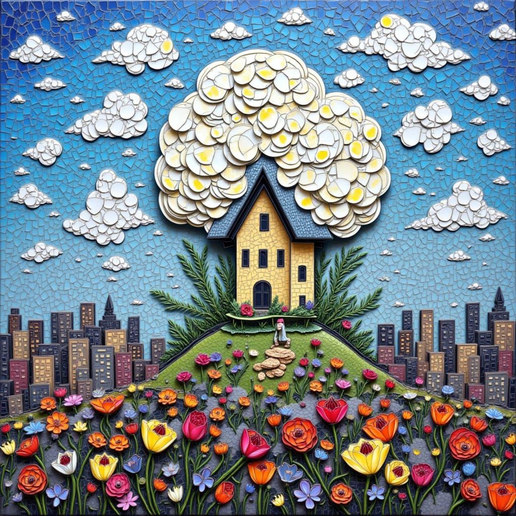 Mosaic of a cityscape