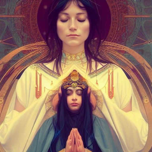 a priestess meditating for love and peace