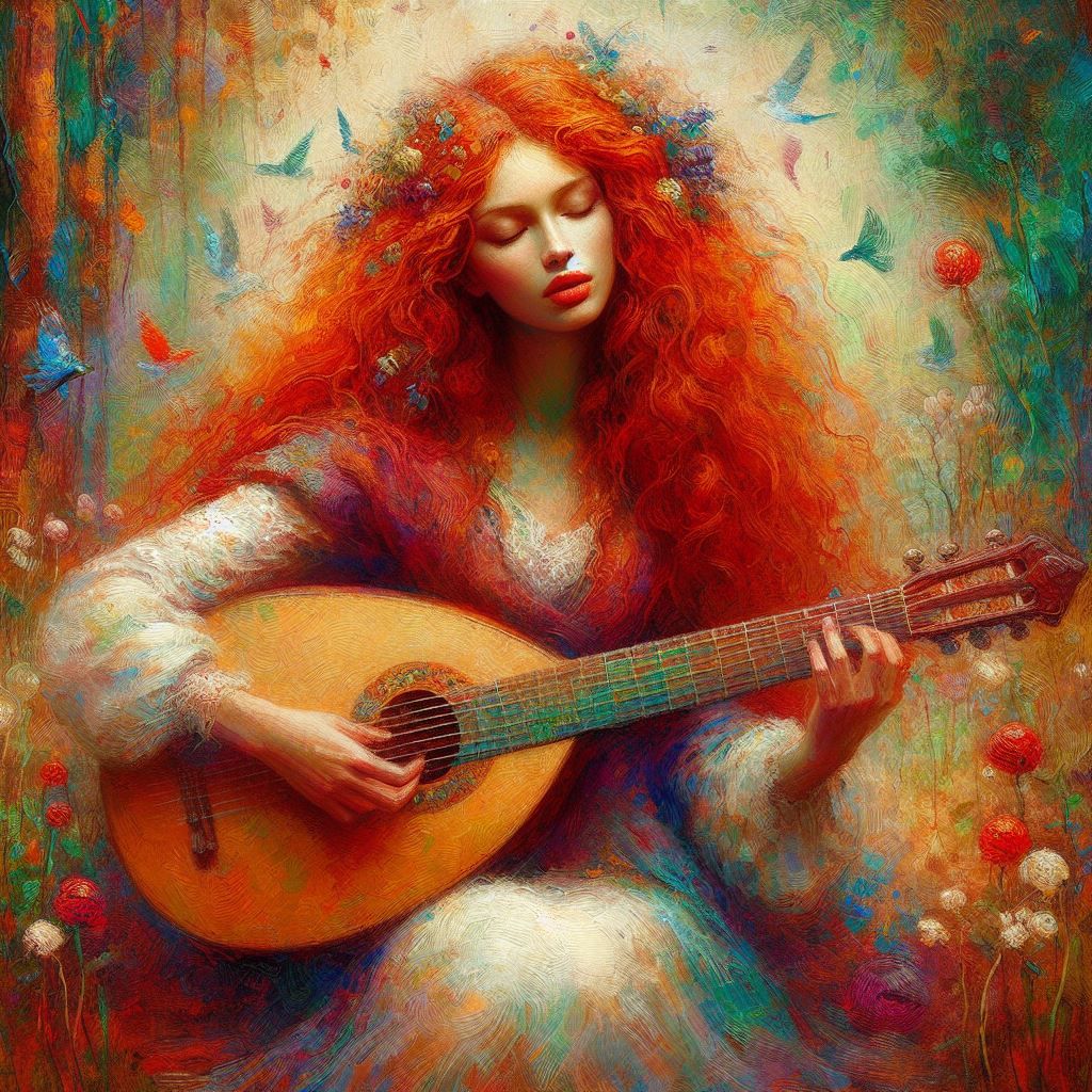 Girl playing the lute