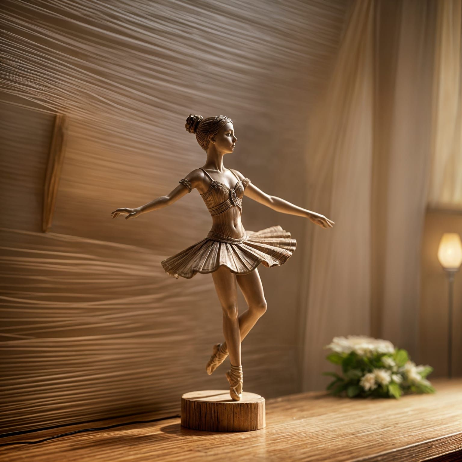 Cedar-carved figurine of a ballerina
