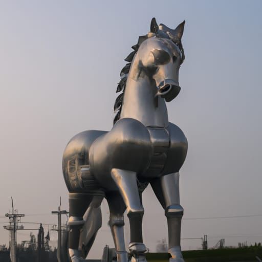 Giant silver horse statue