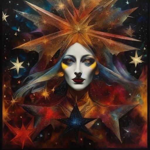 <lora:Starborn1:1.0> Black and white iridescent sparkling co...