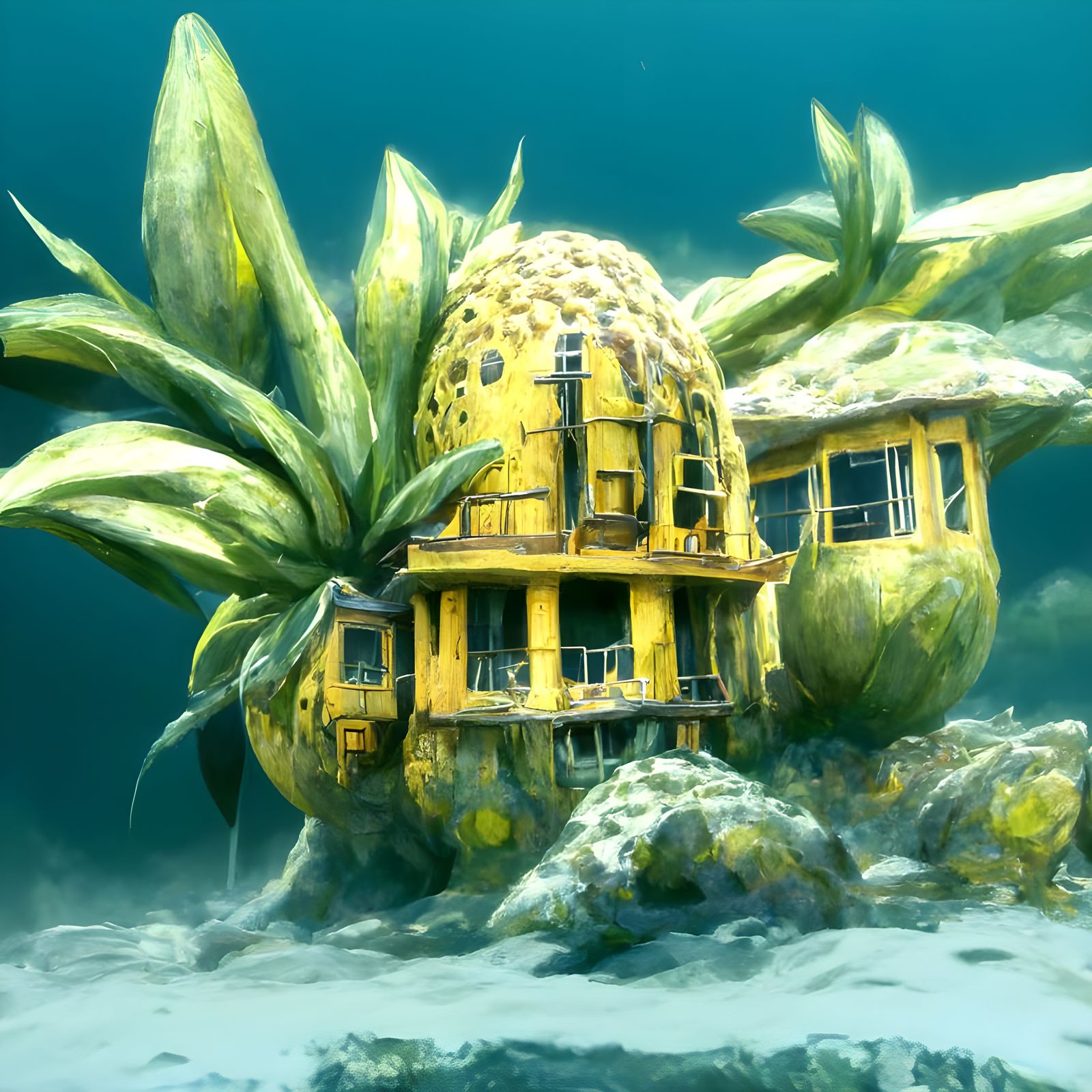 Pineapple House under the Sea AI Generated Artwork NightCafe Creator