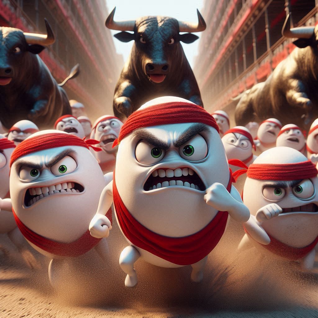 Angry Eggs: The Running of the Bulls