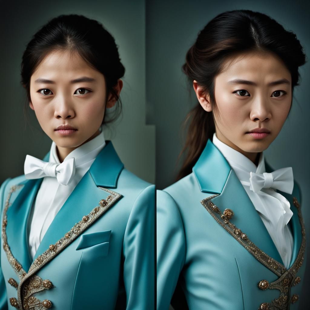Japanese sisters age 20 hourglass figures wearing acquamarin...
