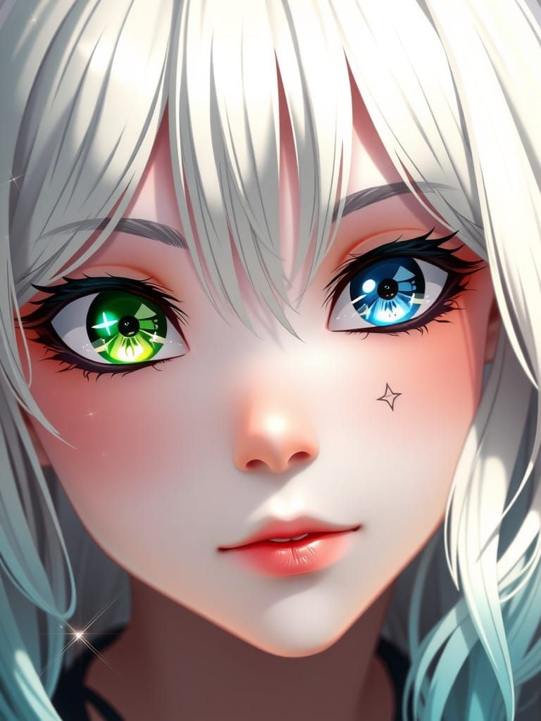 Platinum Princess with Heterochromic Eyes in 3D Anime Style