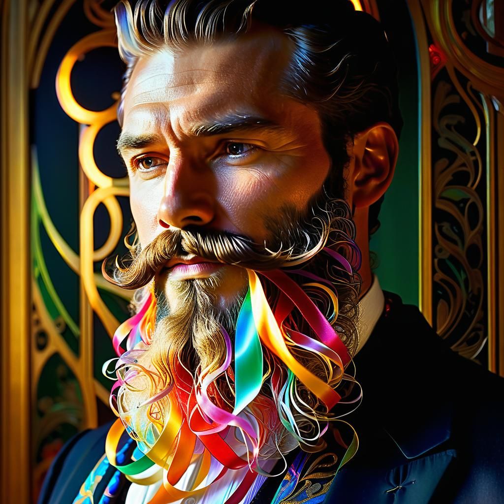 Man With Beard of Ribbons  by @kainfonz