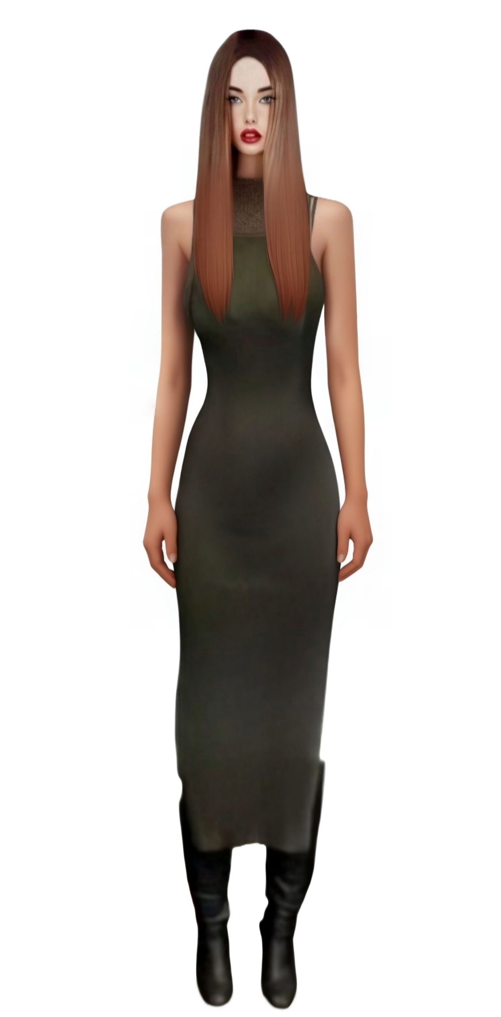 18 year old female with long straight brunette hairstyle, in...