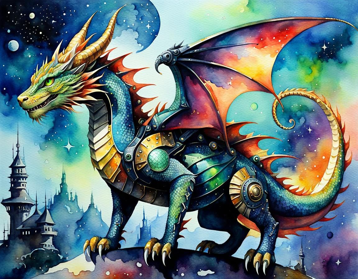 "(aquarelle painting:1.5), full body, spacecore teslapunk dr...