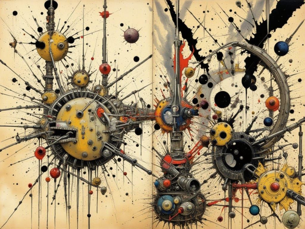 Retro Futuristic Canine Avian Alien Cosmic Scene