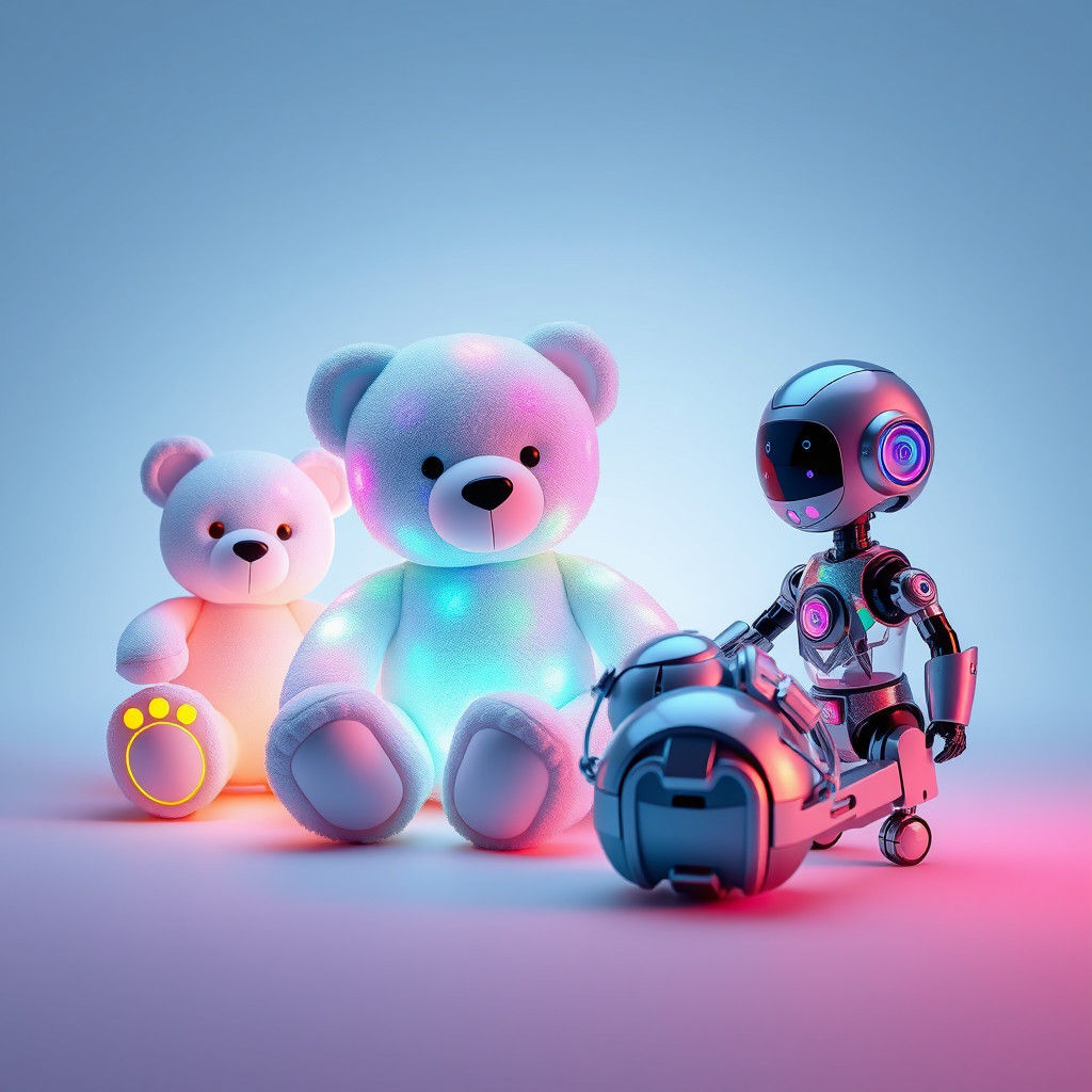 Futuristic Toys in Minimalist Setting, as Digital Art