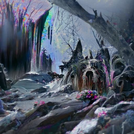 Sinister Fairy Wonderland Castle Waterfall