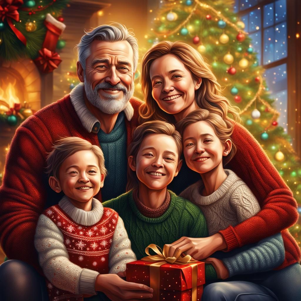 A loving family on christmas