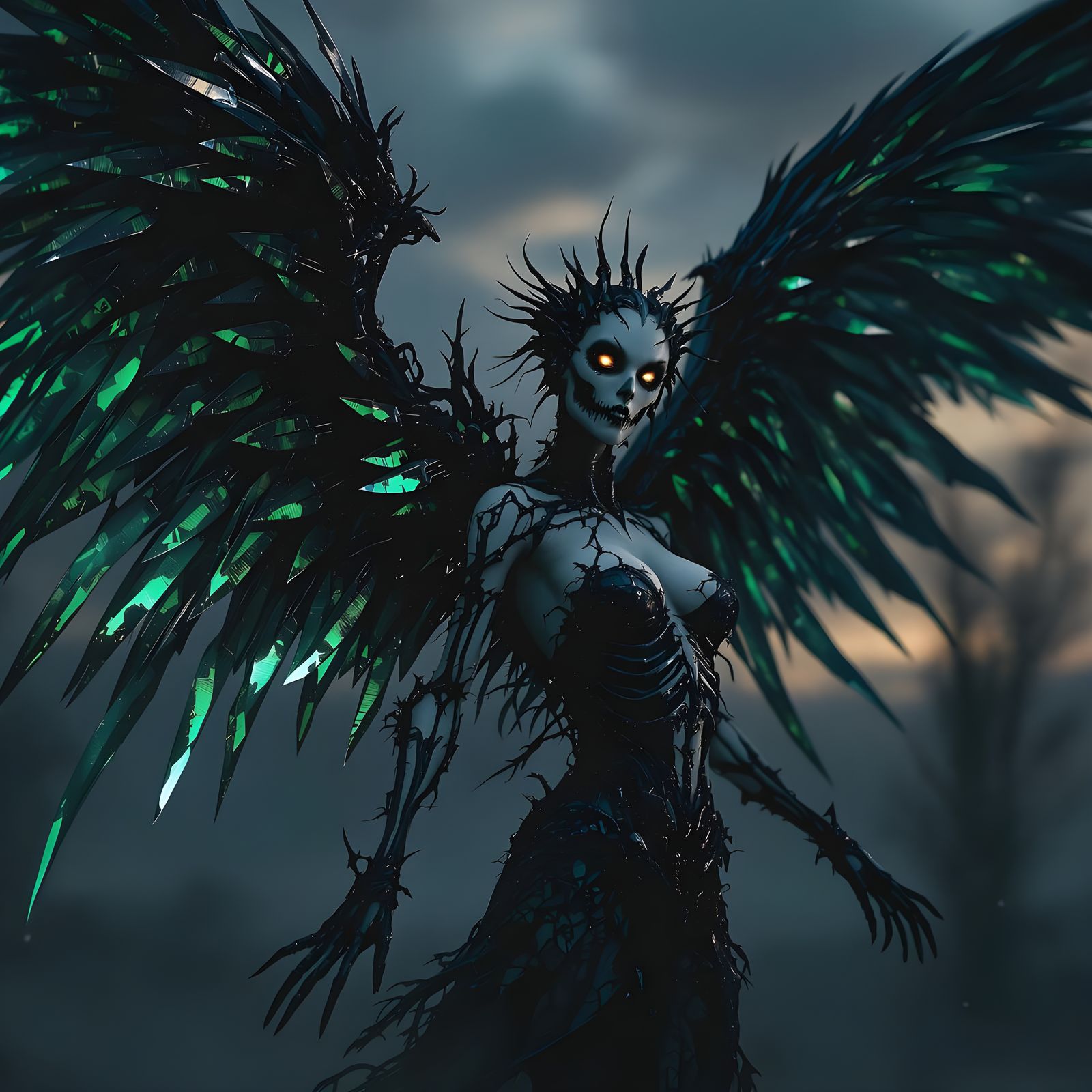 Fairy Queen of Death with Wings of Blades  by @VolcanoKatze