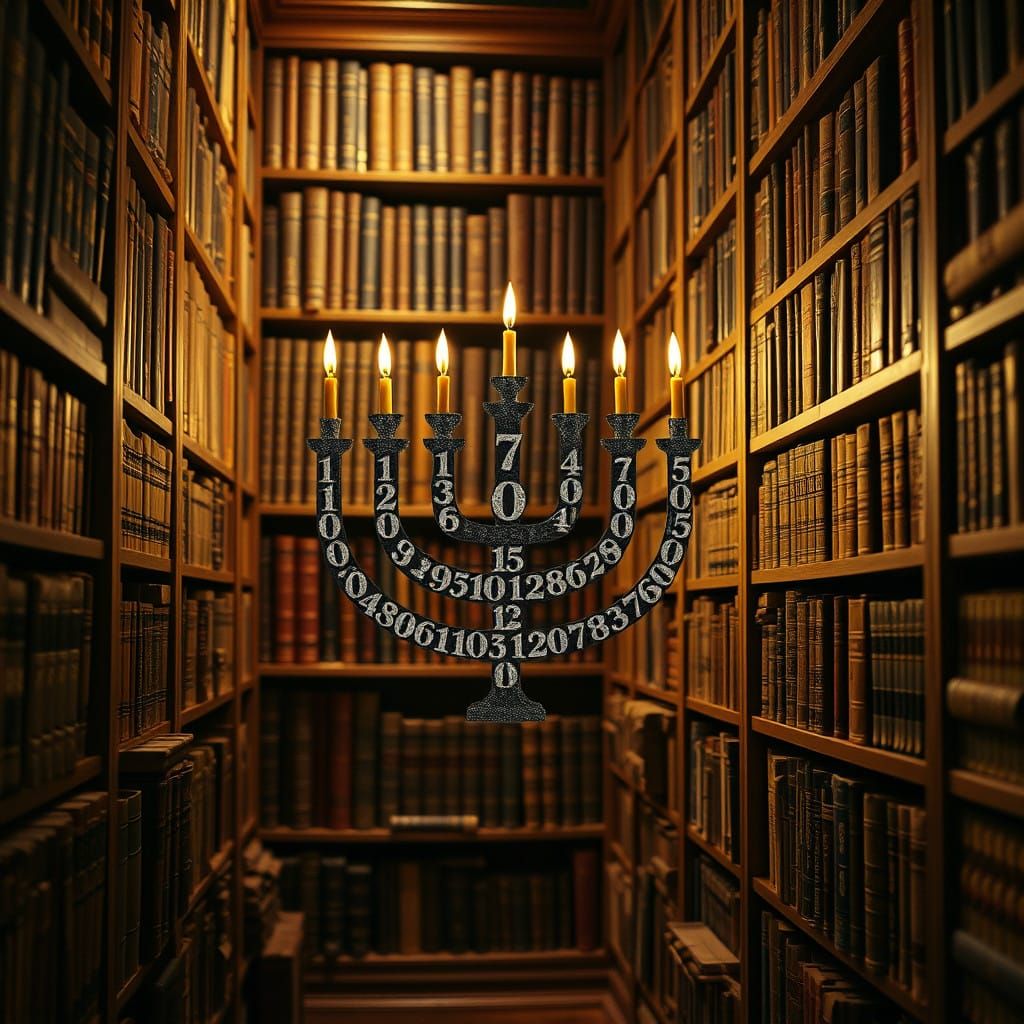 Ethereal Literary Landscape with Hidden Menorah