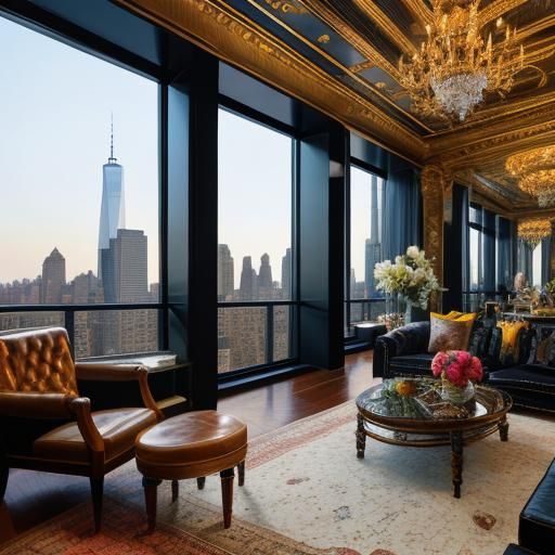 Interior of a New York penthouse. Maximalist interior design...