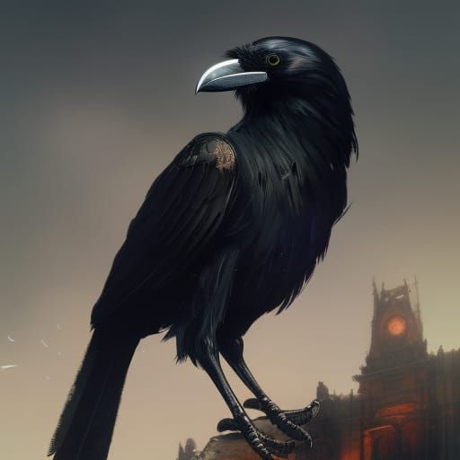 Raven in the night. - AI Generated Artwork - NightCafe Creator