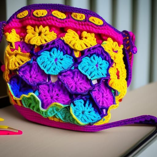 Crochet purse ,  Lisa Frank