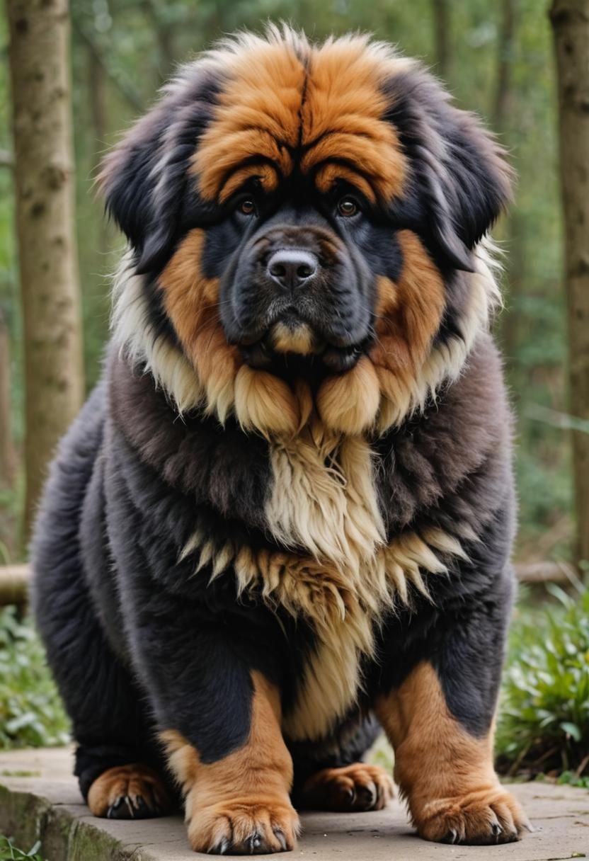 panda coloured tibetan mastiff; trial and error