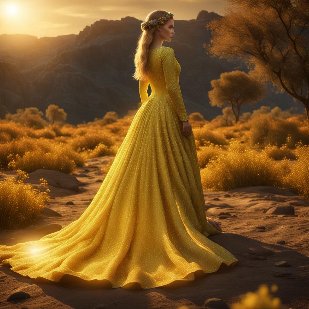 Radiant Woman in Flower Field: Digital Art