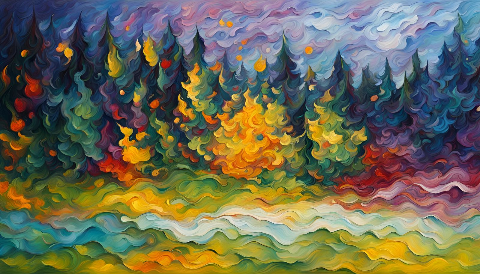 ABSTRACT , neoimpressionism expressionist style oil painting, smooth