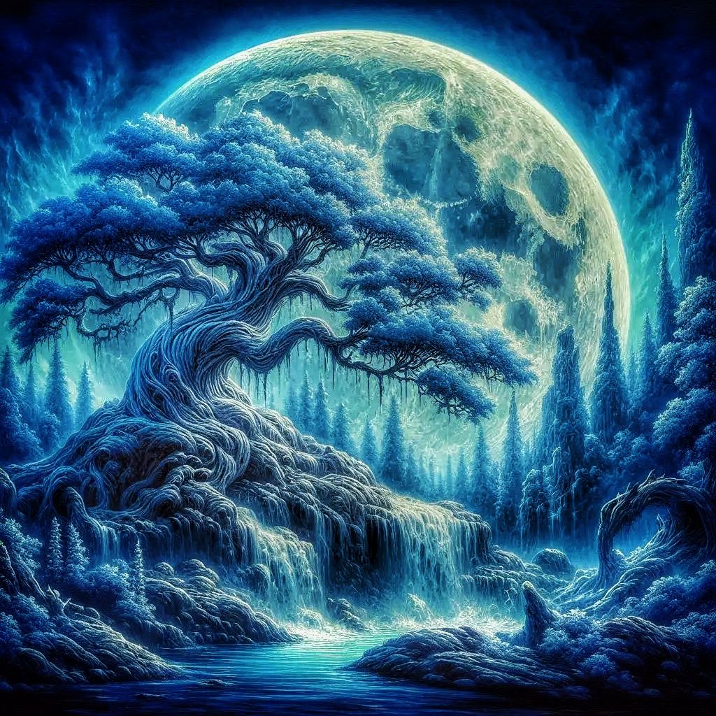 Blue ancient tree