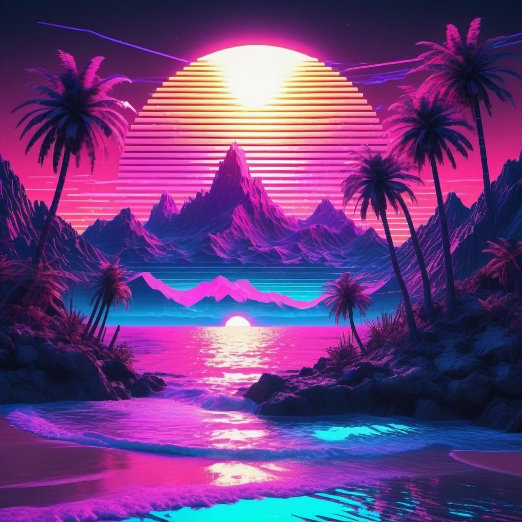 A Vaporwave Sunset - AI Generated Artwork - NightCafe Creator