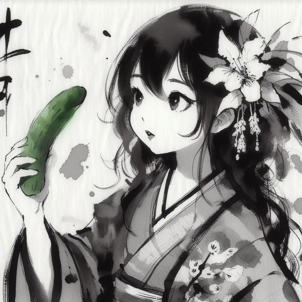 Girl with cucumber