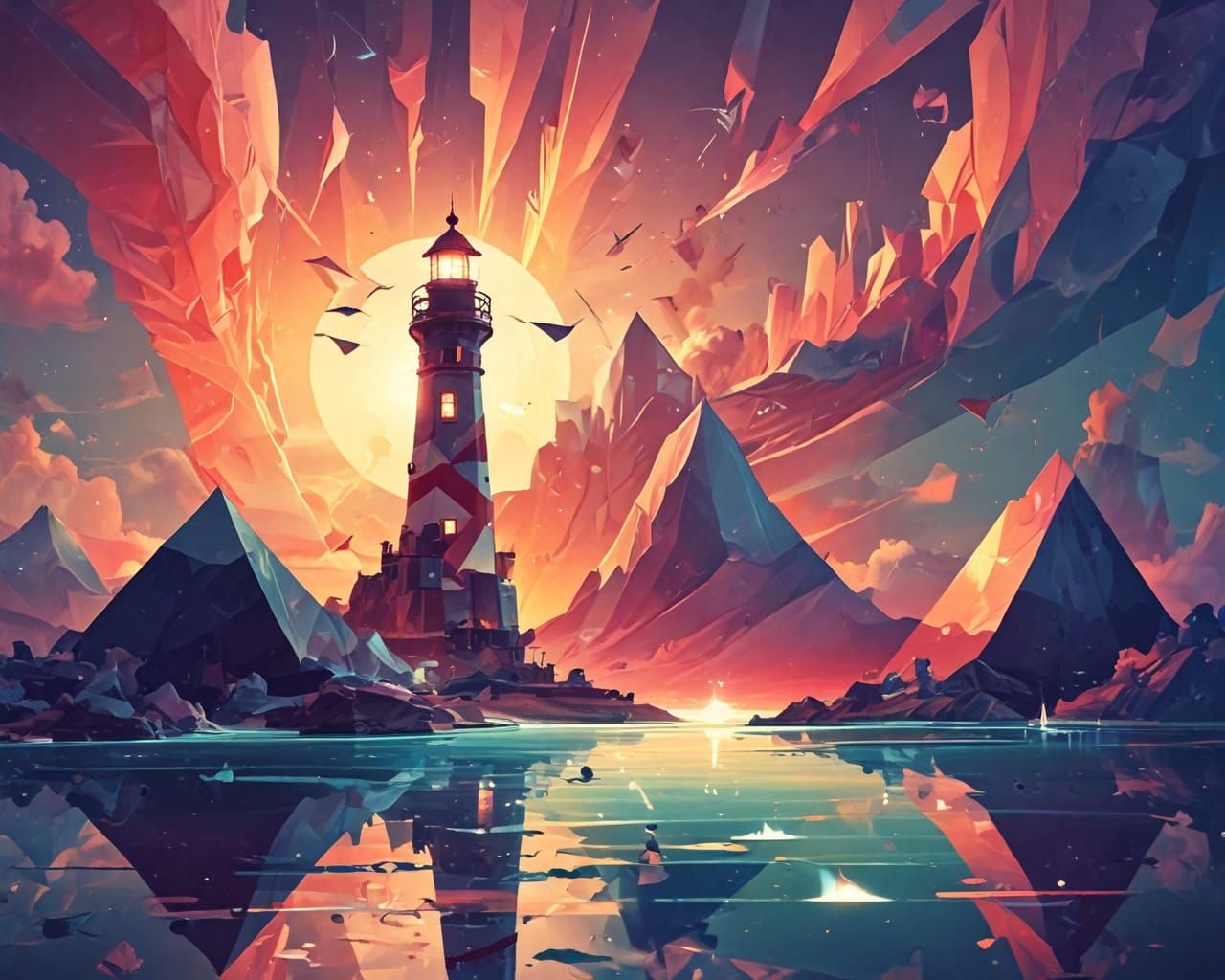 Lighthouse. Abstract scene.