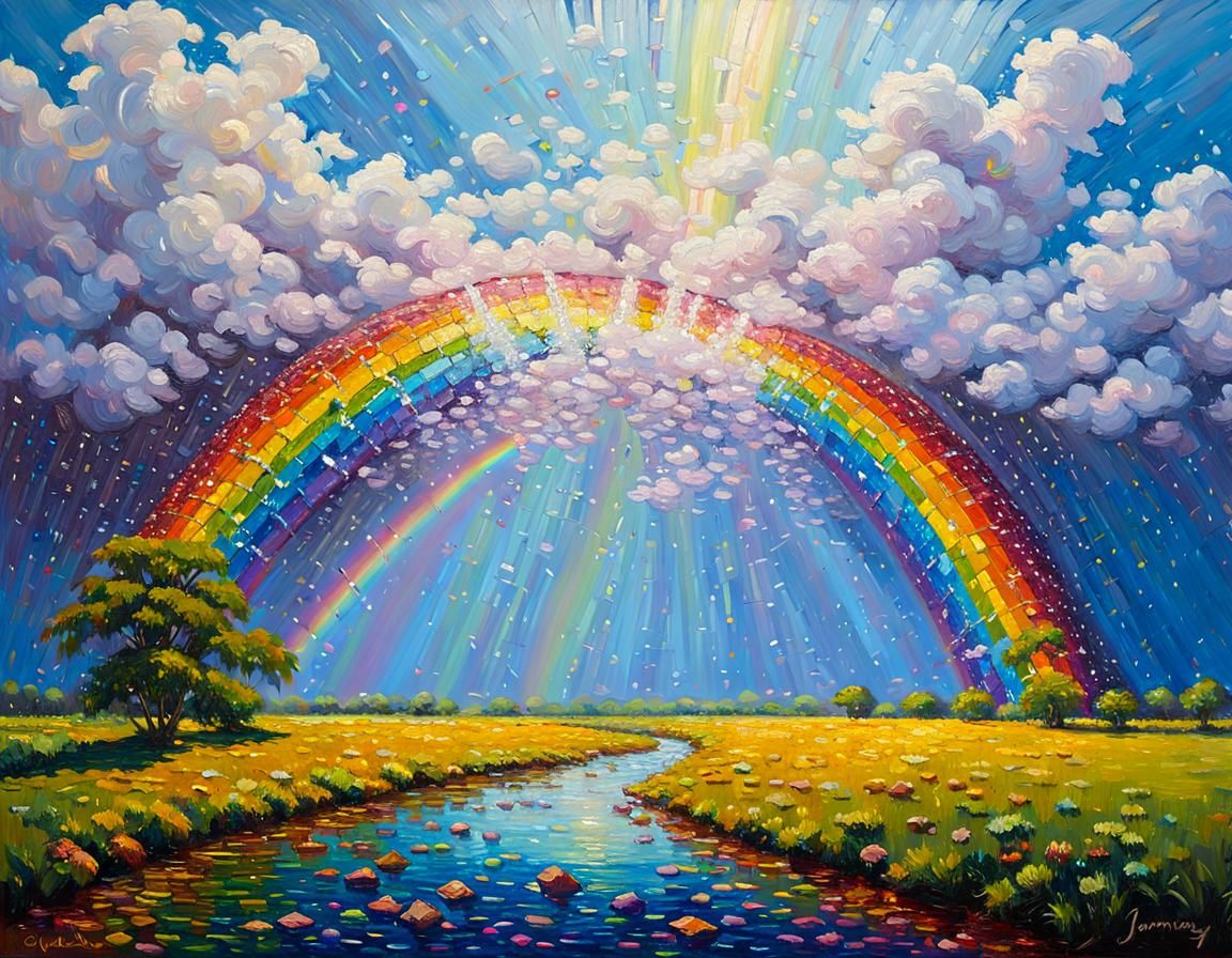 A beautiful shimmering rainbow explosion - AI Generated Artwork ...