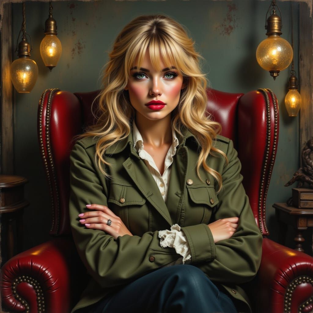 Confident Pirate Woman in Military Uniform, Comic Art Style