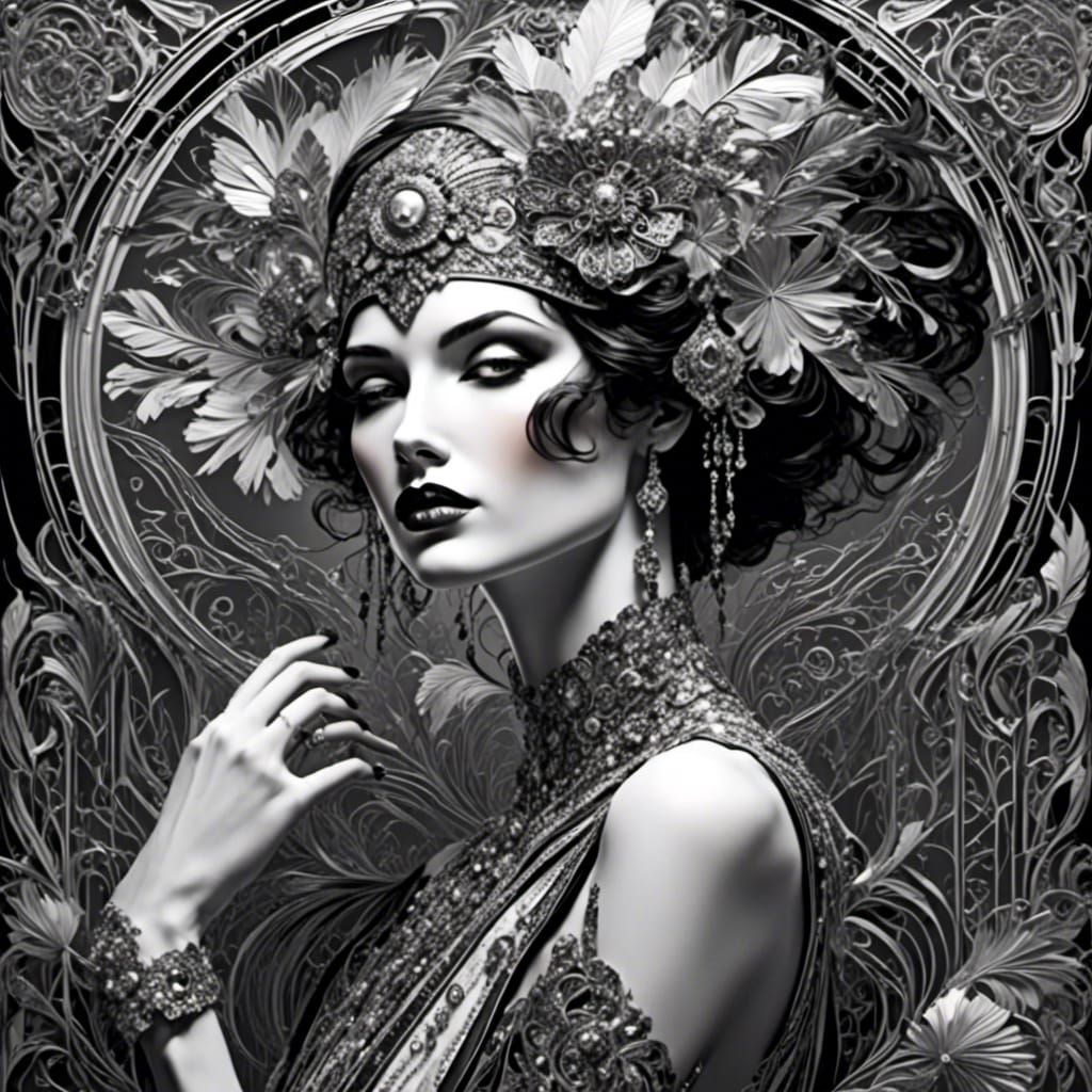 Art Deco Woman in Avant-Garde Scene