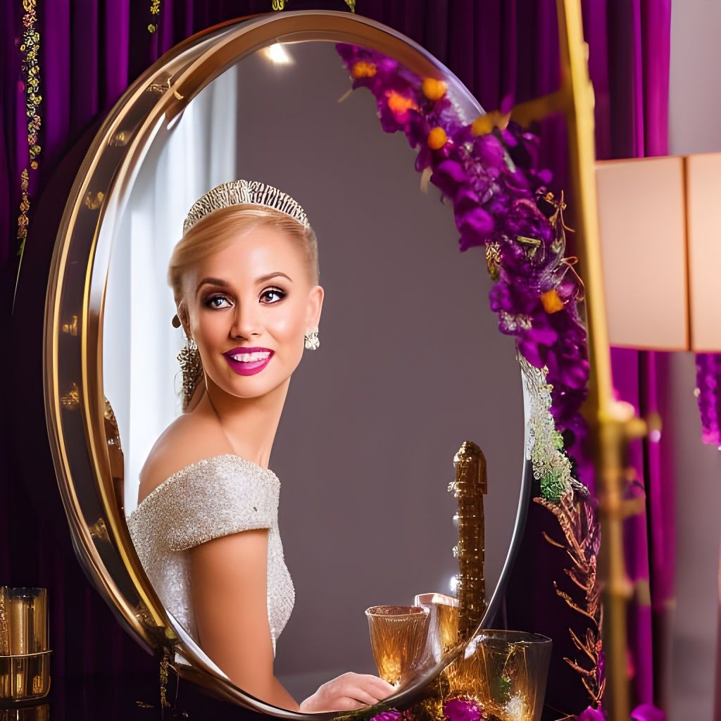 Princess Emily looking through a mirror AI Generated Artwork