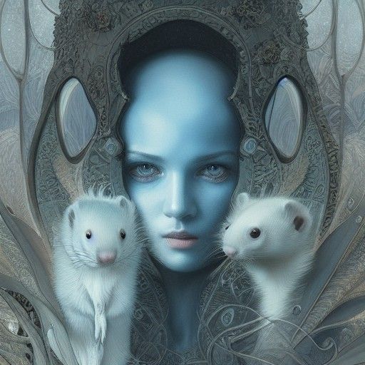 "“The Grey Ferret”, Intricate, light blue, Scenic, hyperdeta...