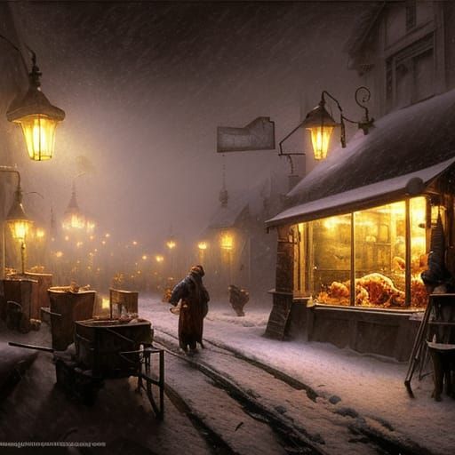"Butcher shop in a snowy landscape"