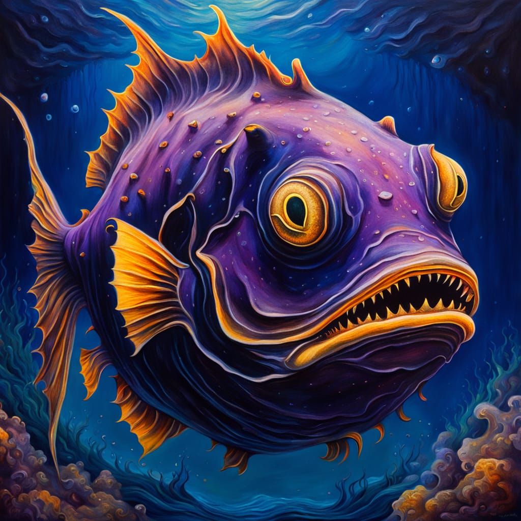 The "Great Marine Trench" also called the Mariana Trench, and its varied marine life surrealism Remedios ...  by @AliMar