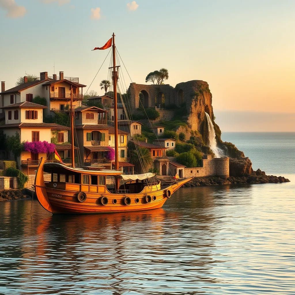 a traditional wooden sailship