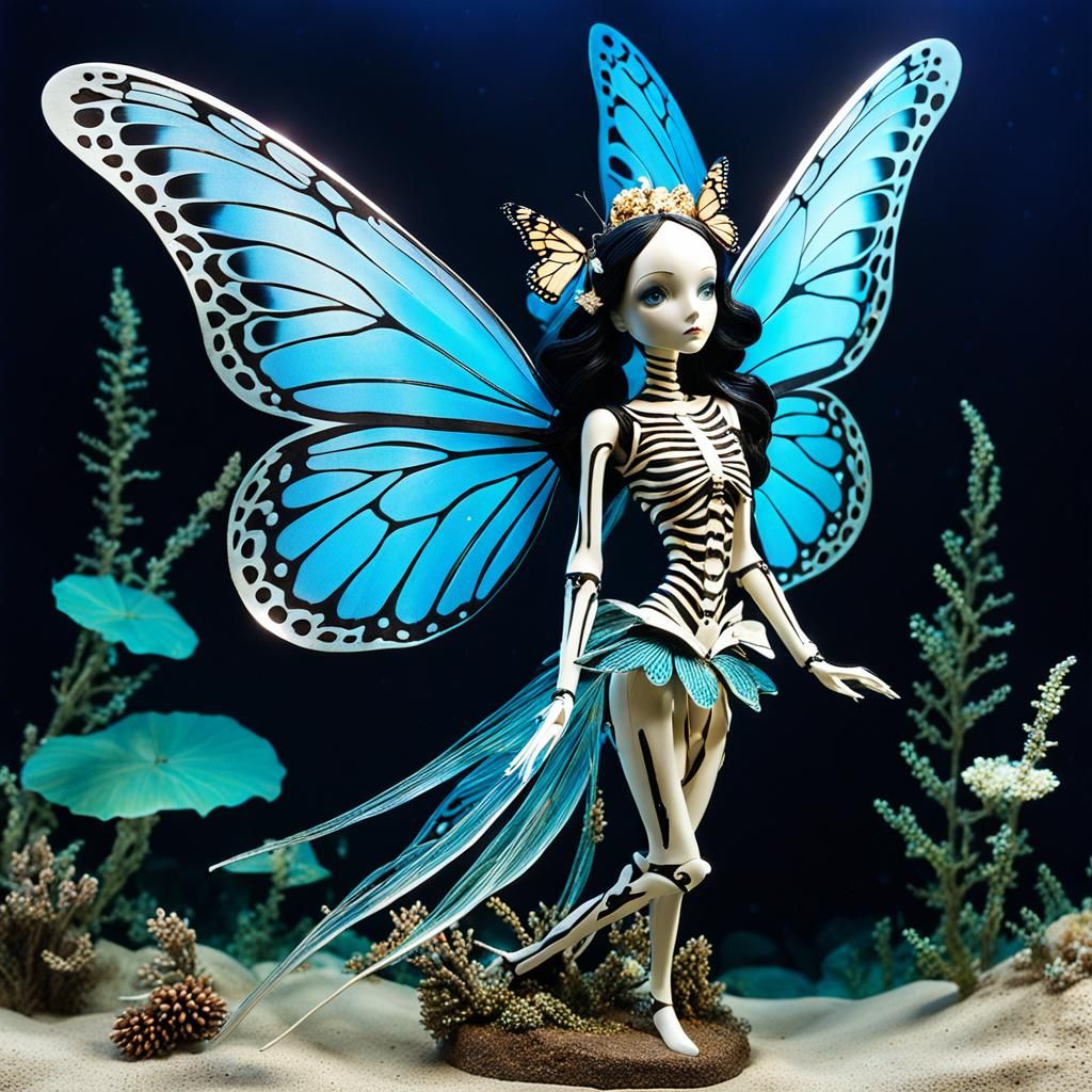 underwater shipwreck Bone fairy with monarch butterfly wings - AI ...